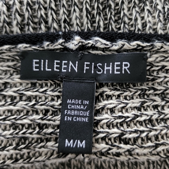 Eileen Fisher Womens Organic Cotton and Linen V-Neck Long Hi Low Sweater. - Picture 7 of 9